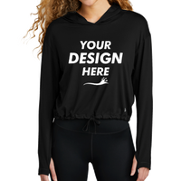 New Era Women's Power Long Sleeve Hoodie, Black, Front view, Mockup
