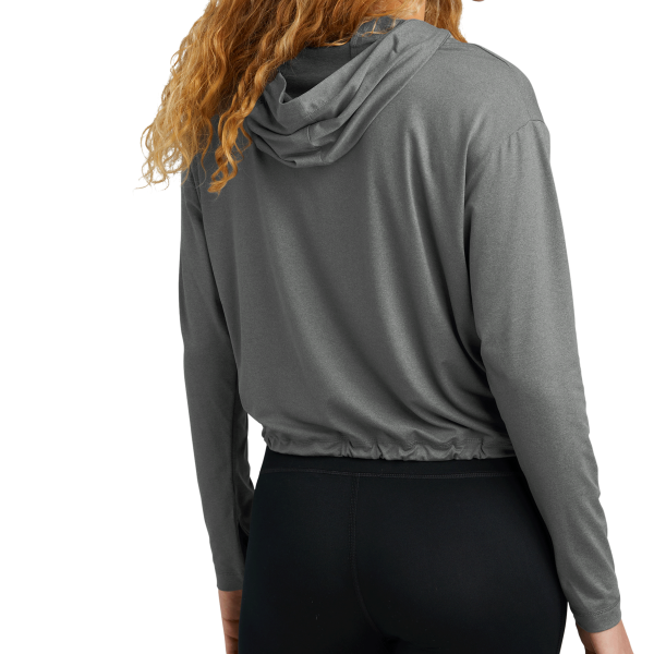 New Era Women's Power Long Sleeve Hoodie, Shadow Grey Heather, Back view