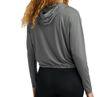 New Era Women's Power Long Sleeve Hoodie, Shadow Grey Heather, Back view