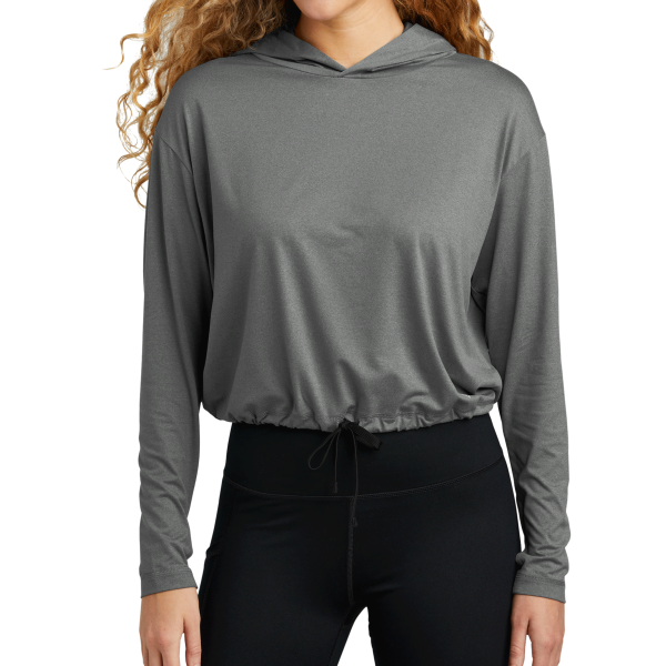 New Era Women's Power Long Sleeve Hoodie, Shadow Grey Heather, Front view
