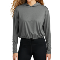 New Era Women's Power Long Sleeve Hoodie, Shadow Grey Heather, Front view