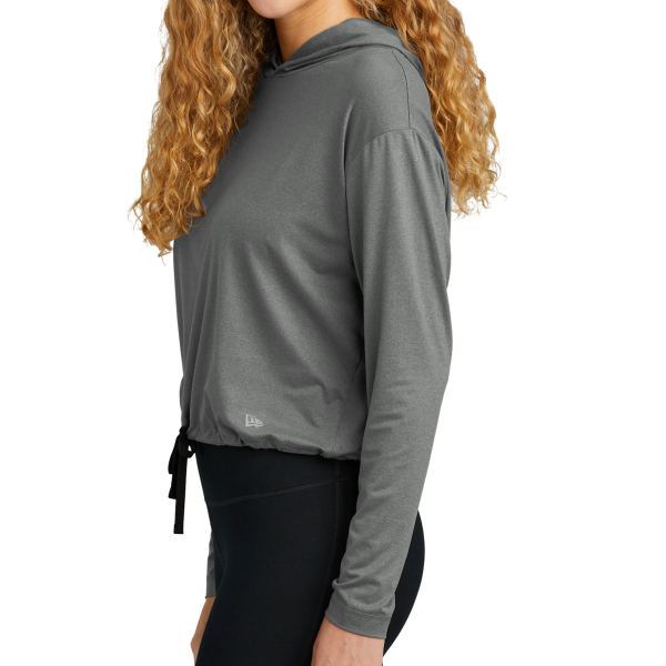 New Era Women's Power Long Sleeve Hoodie, Shadow Grey Heather, Left Sleeve view