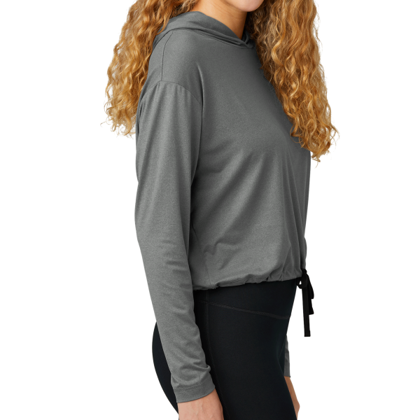 New Era Women's Power Long Sleeve Hoodie, Shadow Grey Heather, Right Sleeve view