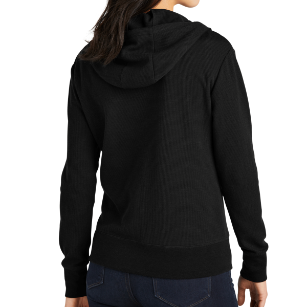 New Era Women's Thermal Full Zip Hoodie, Black, Back view