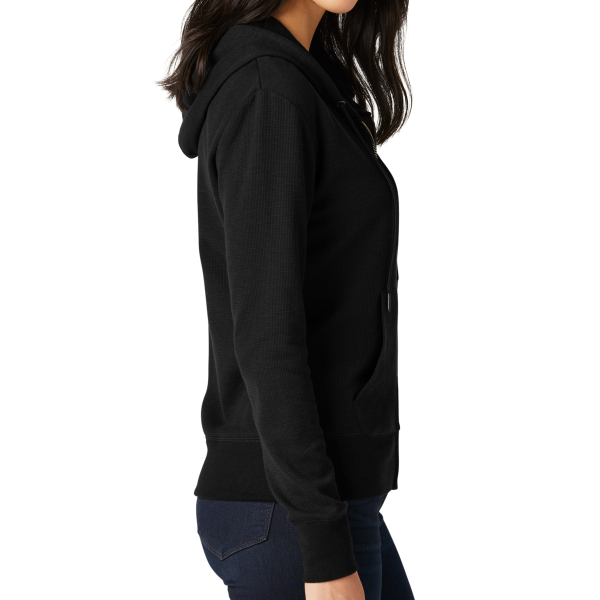New Era Women's Thermal Full Zip Hoodie, Black, Right Sleeve view