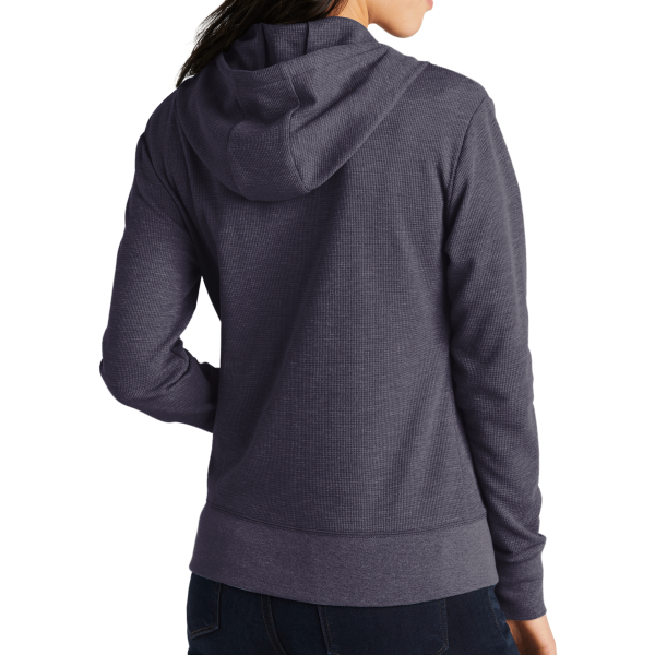 New Era Women's Thermal Full Zip Hoodie, True Navy Heather, Back view