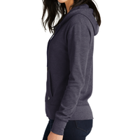 New Era Women's Thermal Full Zip Hoodie, True Navy Heather, Left Sleeve view