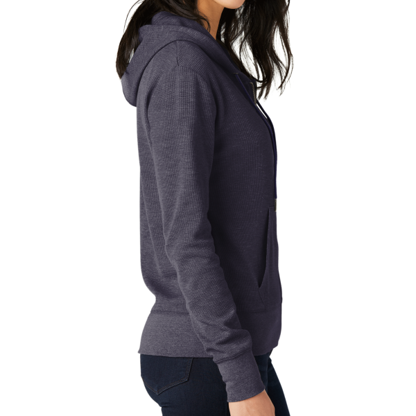 New Era Women's Thermal Full Zip Hoodie, True Navy Heather, Right Sleeve view