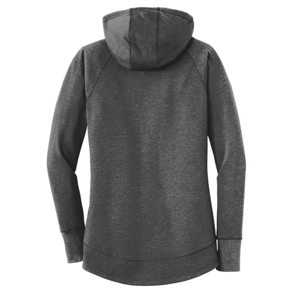 New Era Women's Tri Blend Fleece Pullover Hoodie, Black Heather, Back view