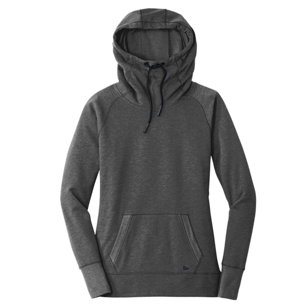 New Era Women's Tri Blend Fleece Pullover Hoodie, Black Heather, Front view