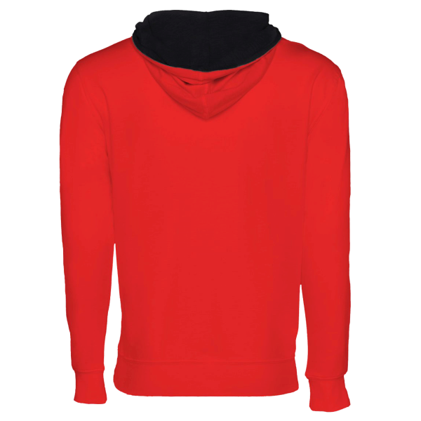 Next Level Apparel Unisex Laguna Hoodie Sweatshirt, Black / Red, Back view