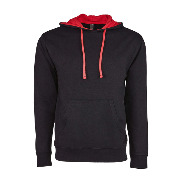 Next Level Apparel Unisex Laguna Hoodie Sweatshirt, Black / Red, Front view