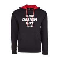 Next Level Apparel Unisex Laguna Hoodie Sweatshirt, Black / Red, Front view, Mockup