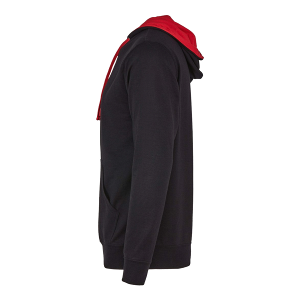 Next Level Apparel Unisex Laguna Hoodie Sweatshirt, Black / Red, Left Sleeve view