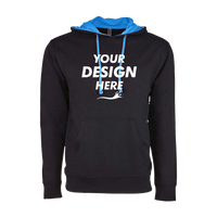 Next Level Apparel Unisex Laguna Hoodie Sweatshirt, Black / Turquoise, Front view, Mockup