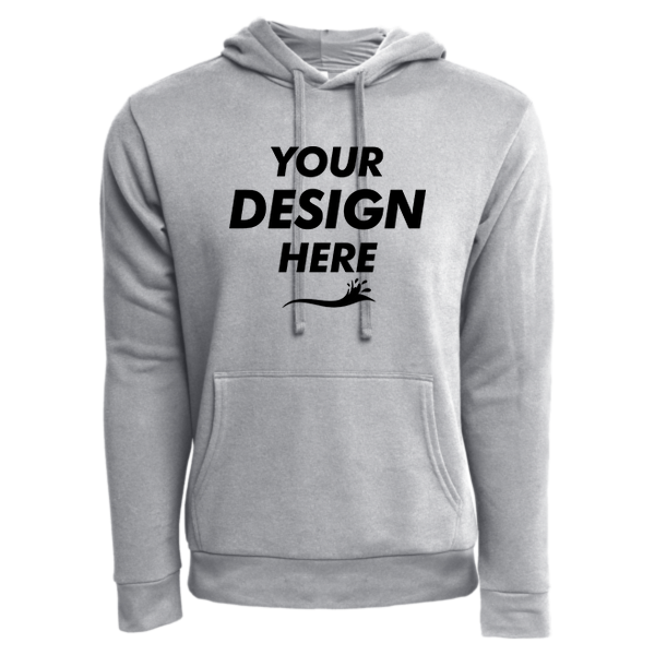 Next Level Apparel Unisex Laguna Sueded Hoodie Sweatshirt, Heather Grey, Front view, Mockup