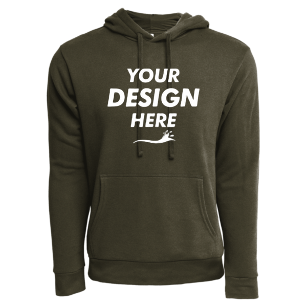 Next Level Apparel Unisex Laguna Sueded Hoodie Sweatshirt, Military Green, Front view, Mockup
