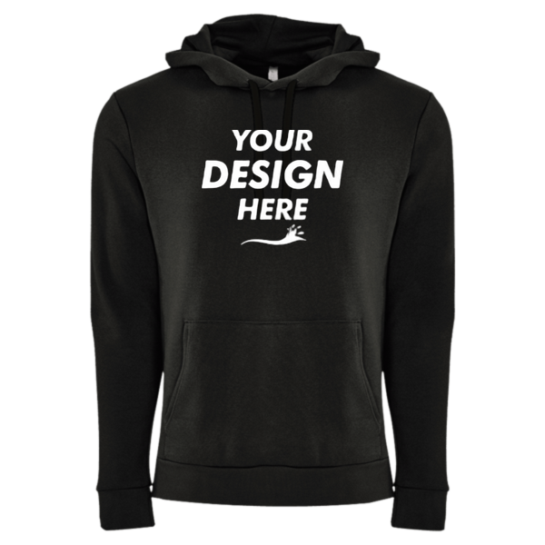 Next Level Apparel Unisex Santa Barbara Hoodie Sweatshirt, Black / Black, Front view, Mockup