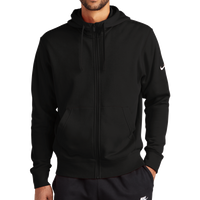 Nike Club Fleece Sleeve Swoosh Full Zip Hoodie, Black, Front view