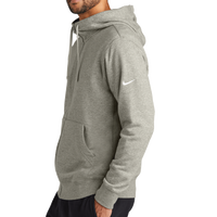 Nike Club Fleece Sleeve Swoosh Full Zip Hoodie, Dark Grey Heather, Left Sleeve view