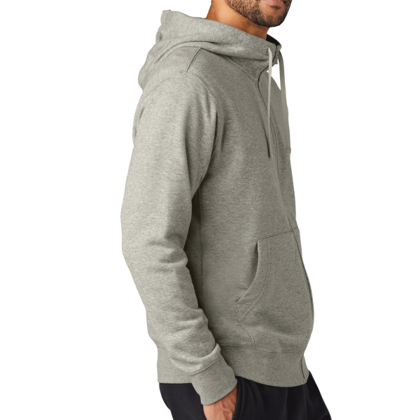Nike Club Fleece Sleeve Swoosh Full Zip Hoodie, Dark Grey Heather, Right Sleeve view