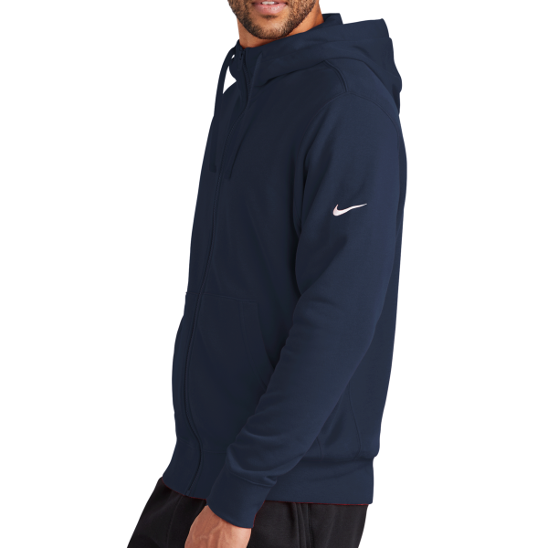 Nike Club Fleece Sleeve Swoosh Full Zip Hoodie, Midnight Navy, Left Sleeve view