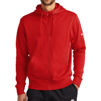 Nike Club Fleece Sleeve Swoosh Full Zip Hoodie, University Red, Front view
