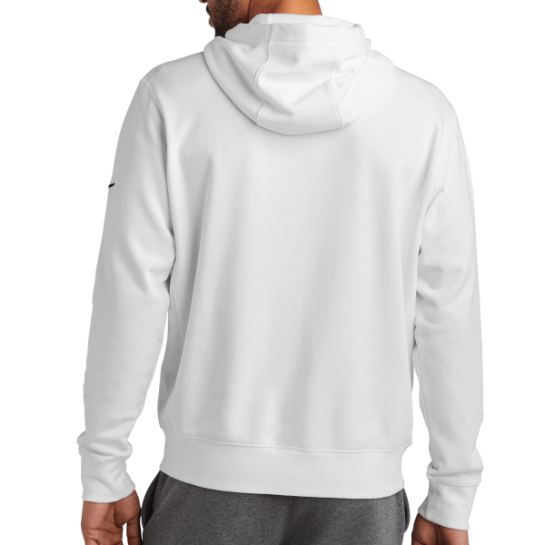 Nike Club Fleece Sleeve Swoosh Full Zip Hoodie, White, Back view