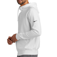 Nike Club Fleece Sleeve Swoosh Full Zip Hoodie, White, Left Sleeve view