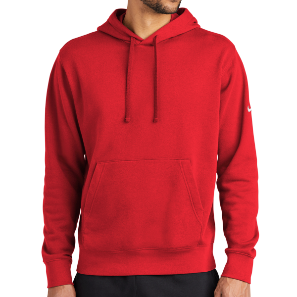 Nike Club Fleece Sleeve Swoosh Pullover Hoodie, University Red, Front view