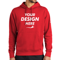 Nike Club Fleece Sleeve Swoosh Pullover Hoodie, University Red, Front view, Mockup