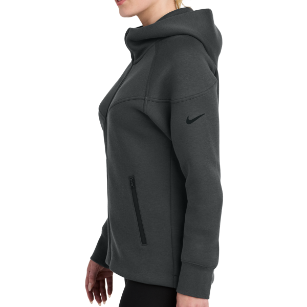 Nike Women's Tech Fleece Full Zip Hoodie, Anthracite Heather, Left Sleeve view