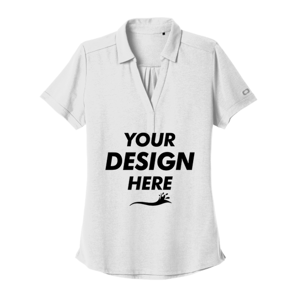 OGIO Women's Limit Polo, Bright White, Front view, Mockup