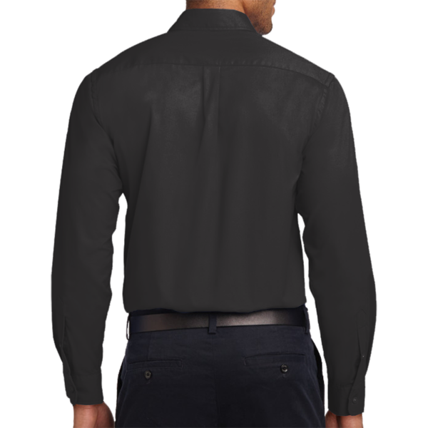 Port Authority Long Sleeve Easy Care Shirt, Black / Light Stone, Back view