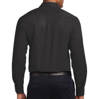 Port Authority Long Sleeve Easy Care Shirt, Black / Light Stone, Back view