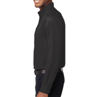 Port Authority Long Sleeve Easy Care Shirt, Black / Light Stone, Left Sleeve view