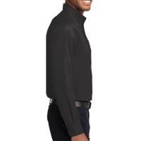 Port Authority Long Sleeve Easy Care Shirt, Black / Light Stone, Right Sleeve view