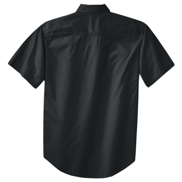 Port Authority Short Sleeve Easy Care Shirt, Black / Light Stone, Back view