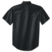 Port Authority Short Sleeve Easy Care Shirt, Black / Light Stone, Back view
