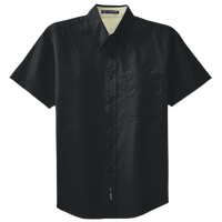 Port Authority Short Sleeve Easy Care Shirt, Black / Light Stone, Front view