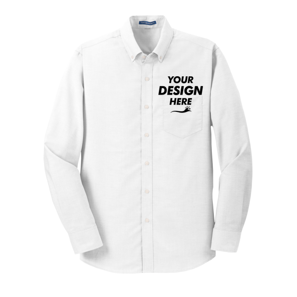Port Authority SuperPro Oxford Shirt, White, Front view, Mockup