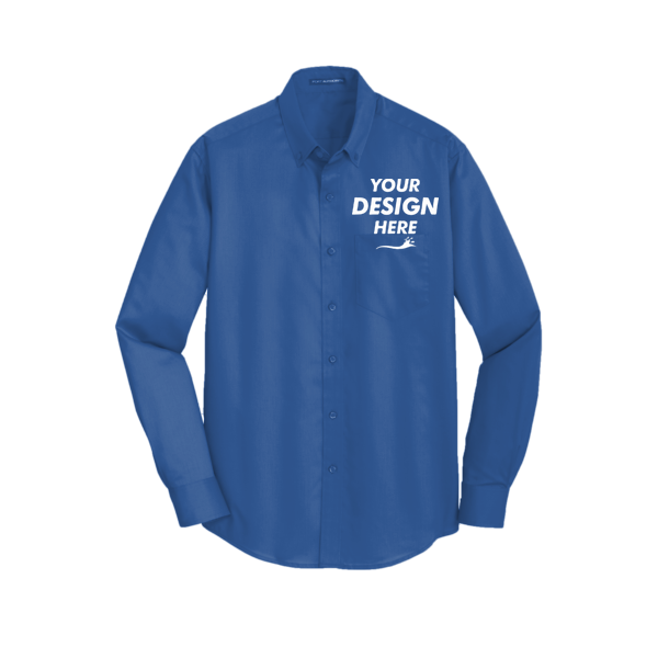 Port Authority SuperPro Twill Shirt, True Blue, Front view, Mockup