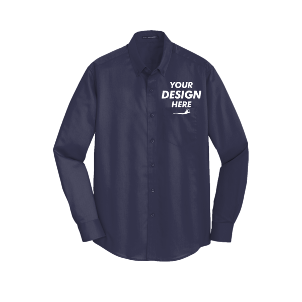 Port Authority SuperPro Twill Shirt, True Navy, Front view, Mockup