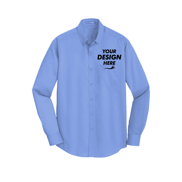 Port Authority SuperPro Twill Shirt, Ultramarine Blue, Front view, Mockup