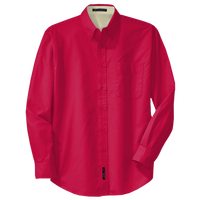 Port Authority Tall Long Sleeve Easy Care Shirt, Red / Light Stone, Front view