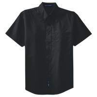Port Authority Tall Short Sleeve Easy Care Shirt, Black / Light Stone, Front view