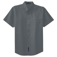 Port Authority Tall Short Sleeve Easy Care Shirt, Steel Grey / Light Stone, Front view