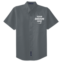 Port Authority Tall Short Sleeve Easy Care Shirt, Steel Grey / Light Stone, Front view, Mockup