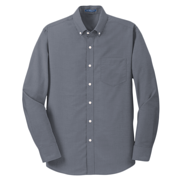 Port Authority Tall SuperPro Oxford Shirt, Black, Front view