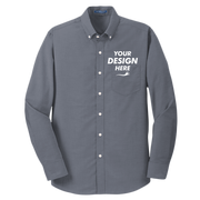 Port Authority Tall SuperPro Oxford Shirt, Black, Front view, Mockup